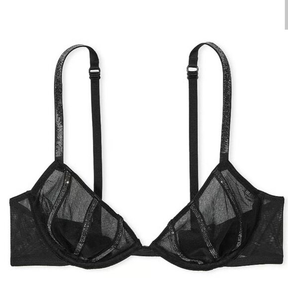 1132 NWOT Victoria's Secret Sheer Shine Unlined Low-Cut Demi Bra Sz 30D - Picture 1 of 5